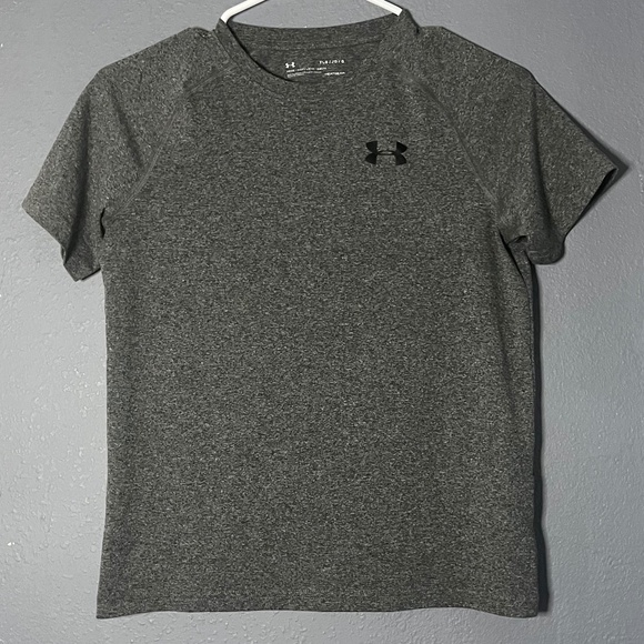 Under Armour Crew Neck Active Shirt Kids Youth Large Gray Short Sleeve - Picture 1 of 7